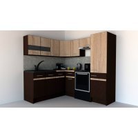 Bucatarie de Colt GENA NEW 8 ST. 180-210, Fara Corp de Cuptor, Wenge / Stejar Sonoma